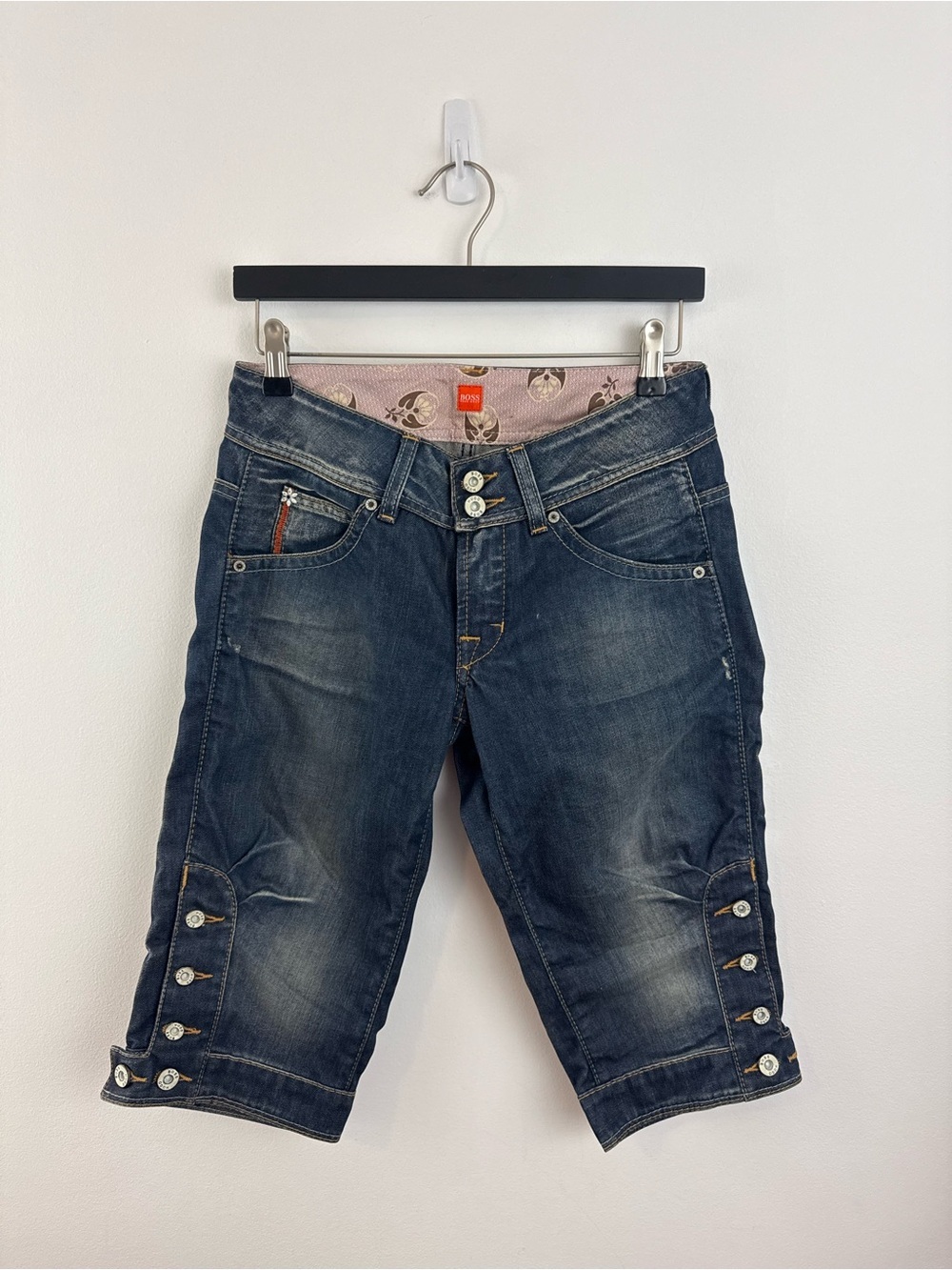HUHO BOSS Vintage Dark Blue Cropped Jeans Bermuda size 28